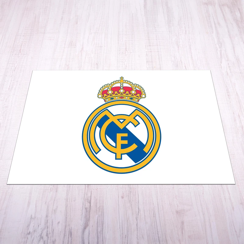 Licensed Décor Real Madrid Mat - Large (185cm (w) x 100cm (h) - Full Colour Crest on White