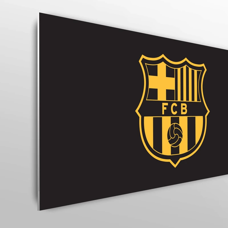 Licensed Décor FC Barcelona Single Headboard - 100cm (w) x 75cm (h) - Yellow Crest on Black