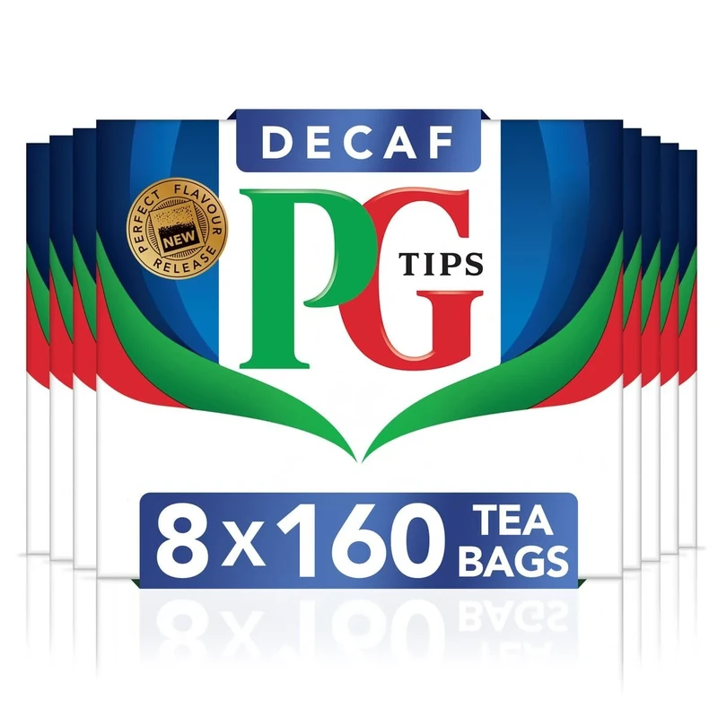 PG Tips Decaf Tea Bags Bulk | Decaffeinated Teabags | Smooth & Refreshing Black Tea| Perfect Flavour Release | 8 x 160 Tea Bags | 1280 Plant Based Biodegradable Decaf Teabags