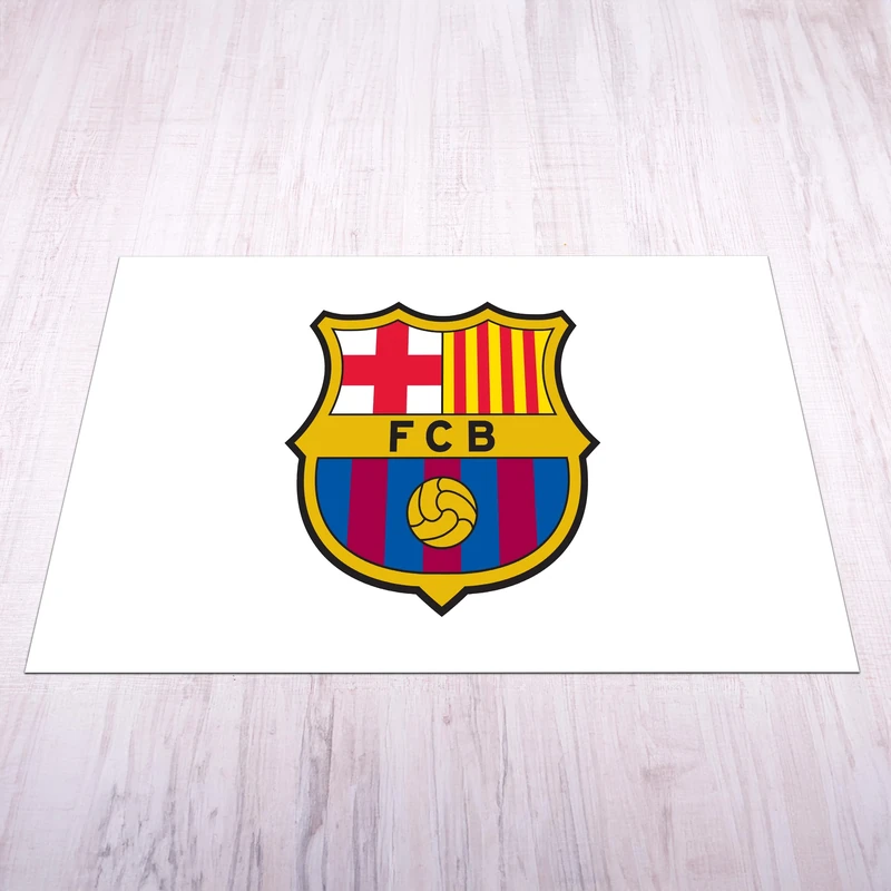 Licensed Décor FC Barcelona Mat - Extra Large (200cm (w) x 150cm (h) - Full Colour Crest on White