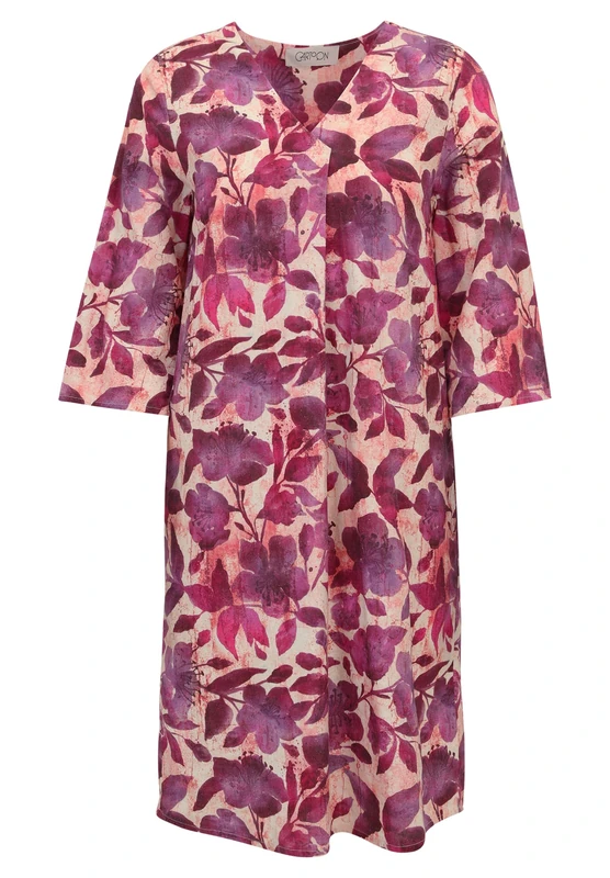 Cartoon Women's Linen Viscose Blend Dress, Cream/Dark Pink, 8