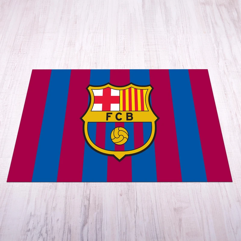 Licensed Décor FC Barcelona Mat - Large (185cm (w) x 100cm (h) - Full Colour Crest on Brand RED and Blue