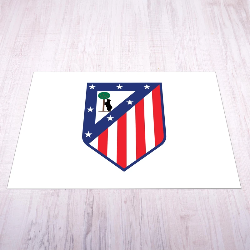 Licensed Décor Atlético de Madrid Mat - Medium (125cm (w) x 100cm (h) - Full Colour Crest on White
