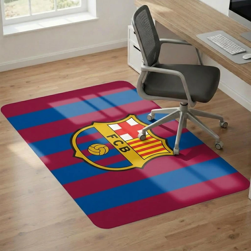 fan decor FC Barcelona Office Chair Mat 125x100cm - Non Slip Floor Mat for Carpet or Hardwood Floor - Floor Mats for Office, Gaming Rug - Officially Licensed Barcelona Football Gifts for Men & Boys - Image 1