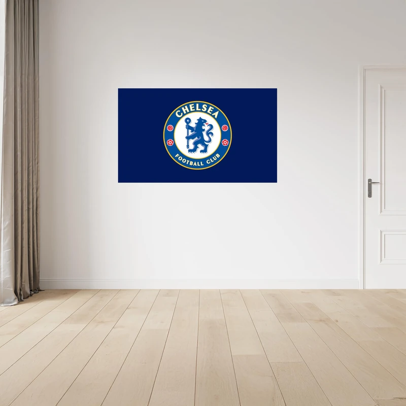 fan decor Licensed Décor Chelsea FC Vinyl Wall Sticker - Medium (100cm (w) x 60cm (h) - Full Crest on Secondary Dark Blue