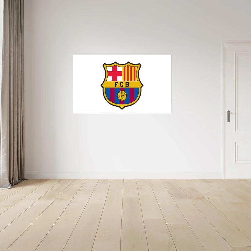 Licensed Décor FC Barcelona Vinyl Wall Sticker - Large (130cm (w) x 80cm (h) - Full Colour Crest on White