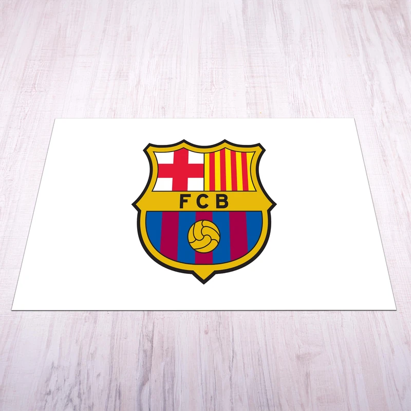 fan decor FC Barcelona Mat - Medium (125cm (w) x 100cm (h) - Full Colour Crest on White