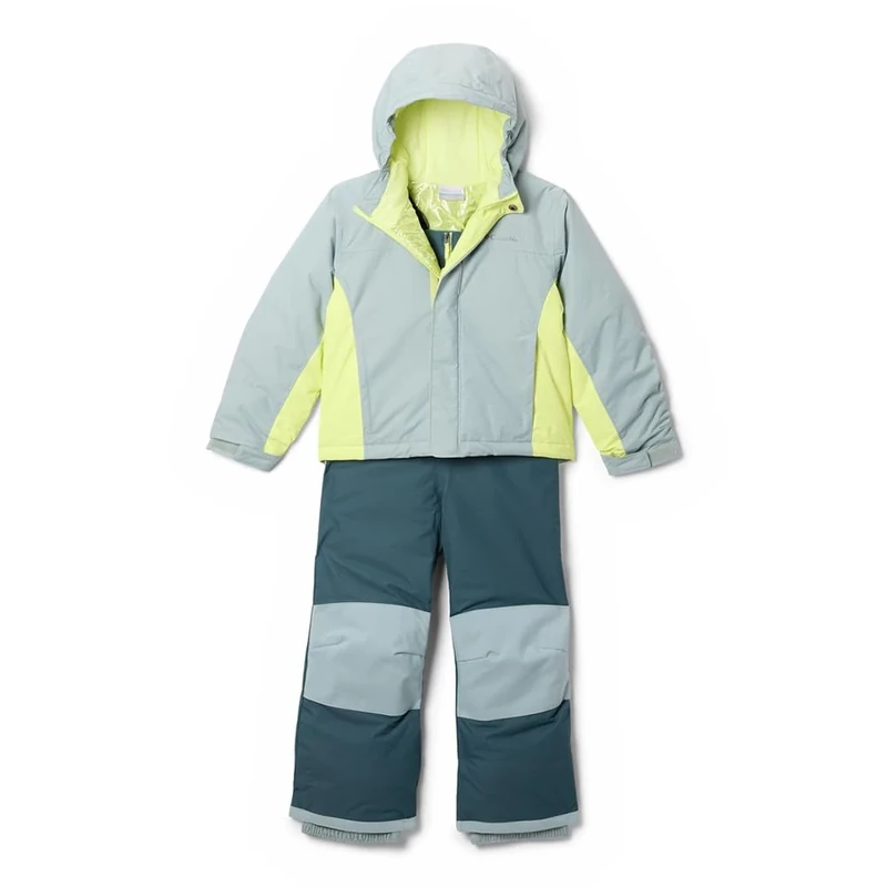 Columbia Youth Buga 3 Set, Snowsuit Ski Jacket and Pants Set, Crushed Blue/Neon Light/Everblue, Medium