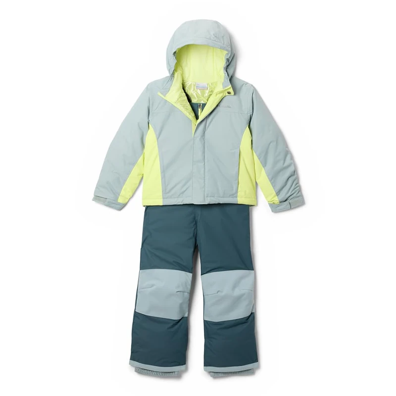 Columbia Youth Buga 3 Set, Snowsuit Ski Jacket and Pants Set, Crushed Blue/Neon Light/Everblue, Small