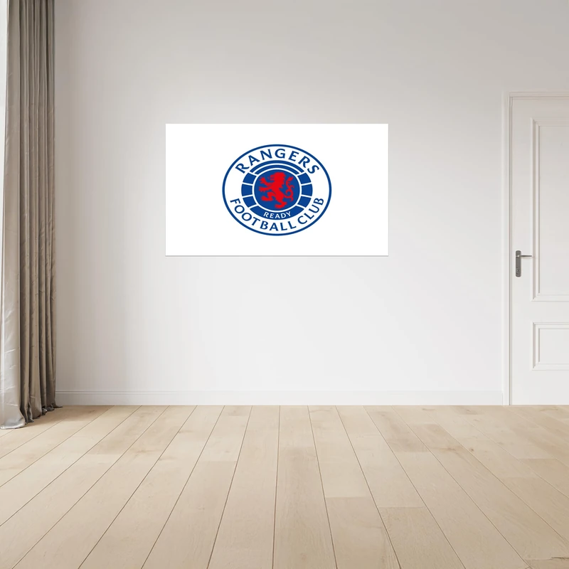 Licensed Décor Rangers Football Club Vinyl Wall Stickers - Large (130cm (w) x 80cm (h) - Full Colour Crest on White