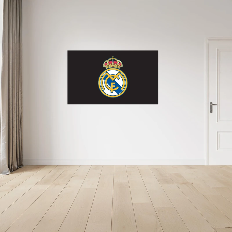 Licensed Décor Real Madrid Vinyl Wall Sticker - Large (130cm (w) x 80cm (h) - Full Colour Crest on Brand Black