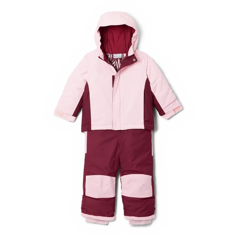 Columbia Youth Buga 3 Set, Snowsuit Ski Jacket and Pants Set, Satin Pink/Rich Wine, Small - Image 1