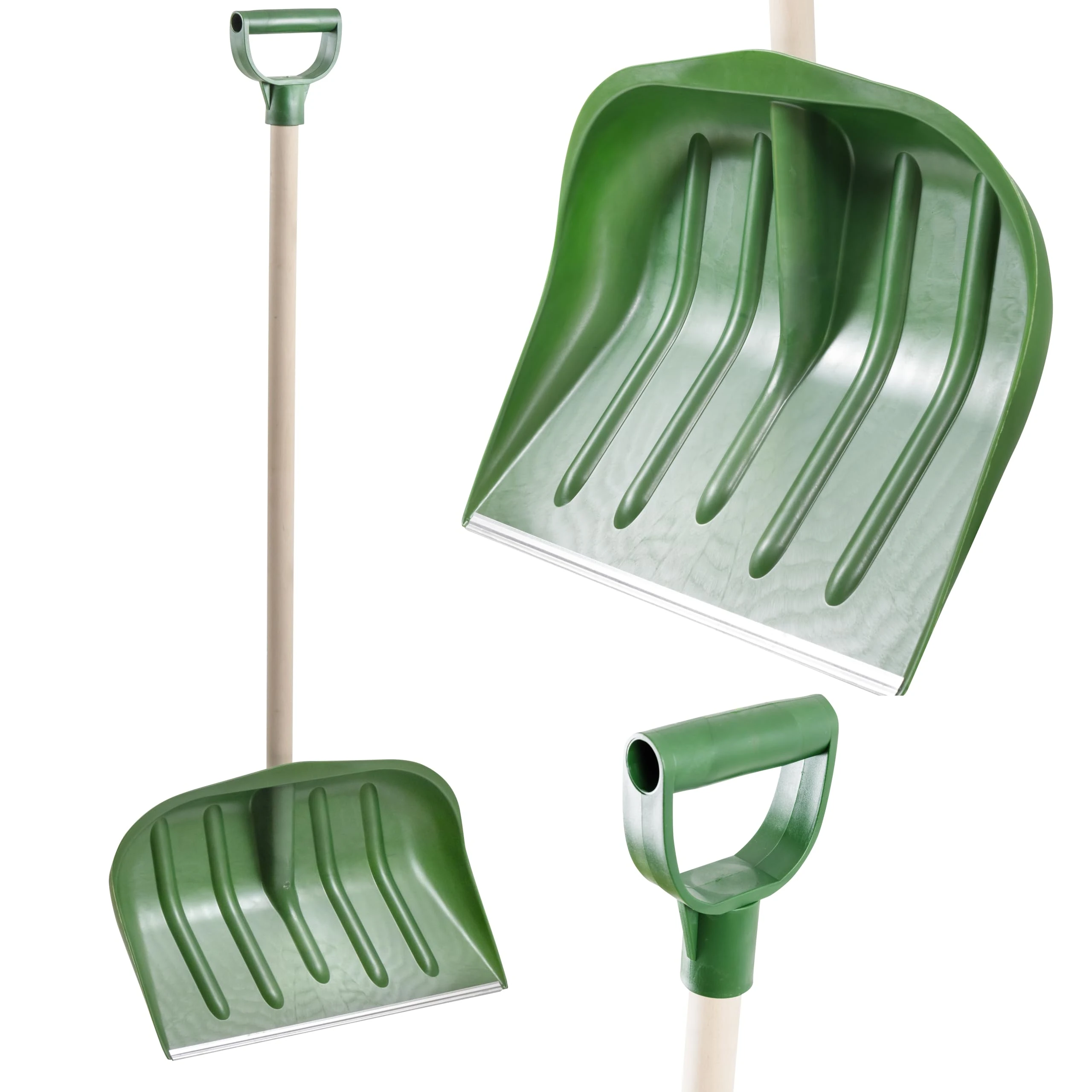 KB Tools Snow Shovel for Driveway – Heavy Duty Polypropylene Snow Shovels with Wood Handle – Cordless Snow Shovel for Garden, Yard, Patio – Recycled Material – Made in EU