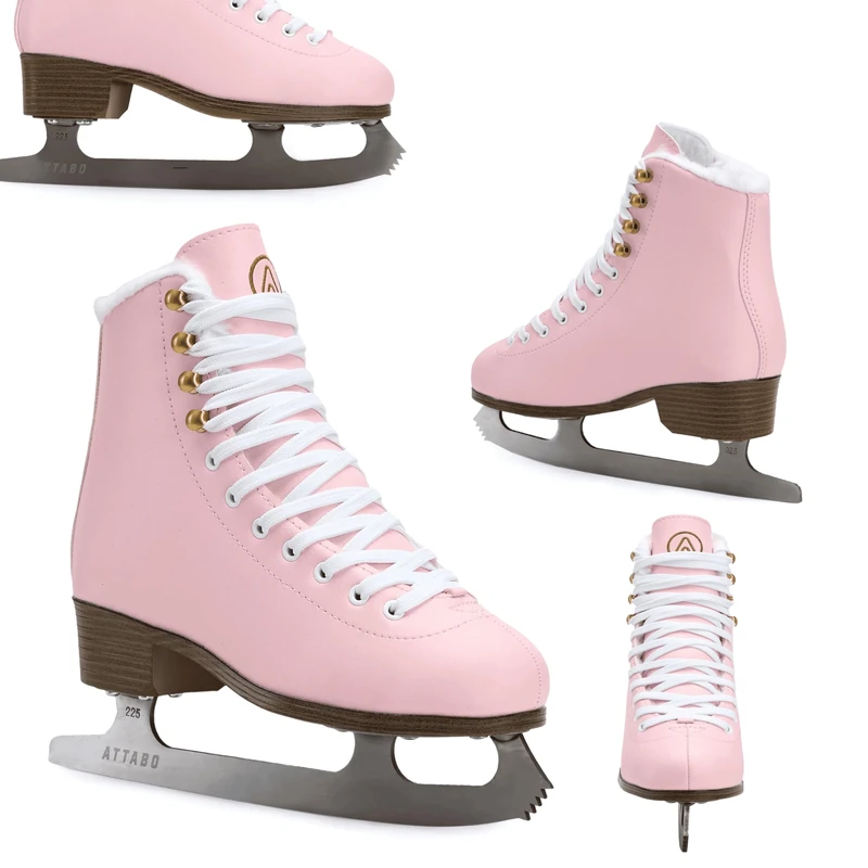 ATTABO Figure Skating Ice Skates Children ISLA Pink Size 31 EU Stainless Steel Blade Ideal for Beginners or Advanced Skates PVC Upper Strong Ankle Support Stability and Comfort on the Ice