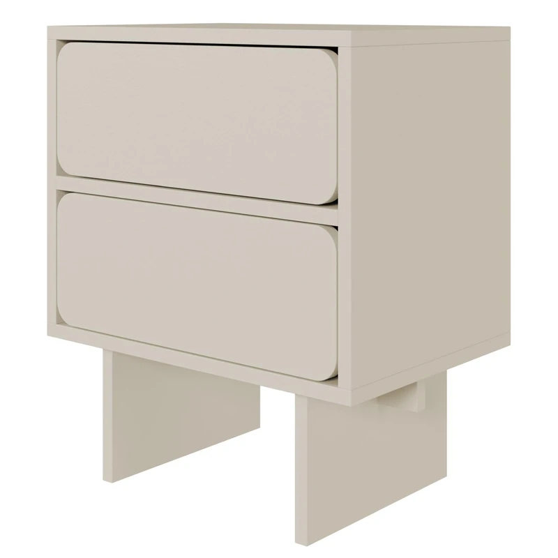 Selsey Wuwu Bedside Table - 2 Drawers Grey Beige Push to Open