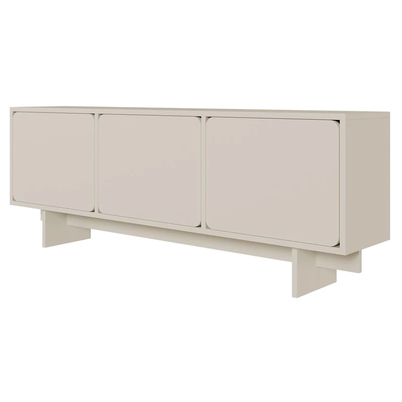 Selsey Wuwu TV Cabinet Lowboard Board Sideboard TV Cabinet 3 Door Compartments Push to Open 150 cm Grey Beige