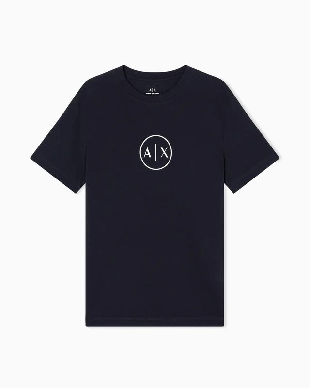 Armani Exchange Men's Short Sleeve Round Collar Circle Logo T-Shirt Blue S, deep Navy, S