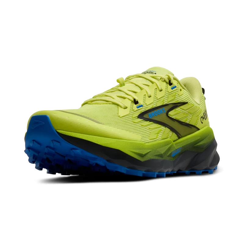 BROOKS Mens Cascadia 19 Sneaker, Sunny Lime Black Blue, 11 UK