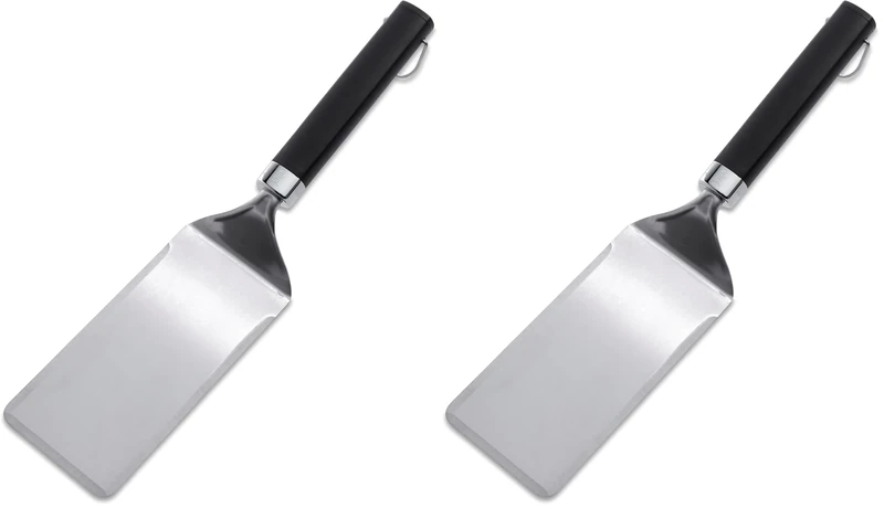 Weber Grill Plate Turner (41cm), Made of Stainless Steel, with Angled Edge for Easy Sliding Under The Grill Food, Non-Slip Comfort Grip, Dishwasher Safe for Easy Cleaning - Silver (6779) (Pack of 2)
