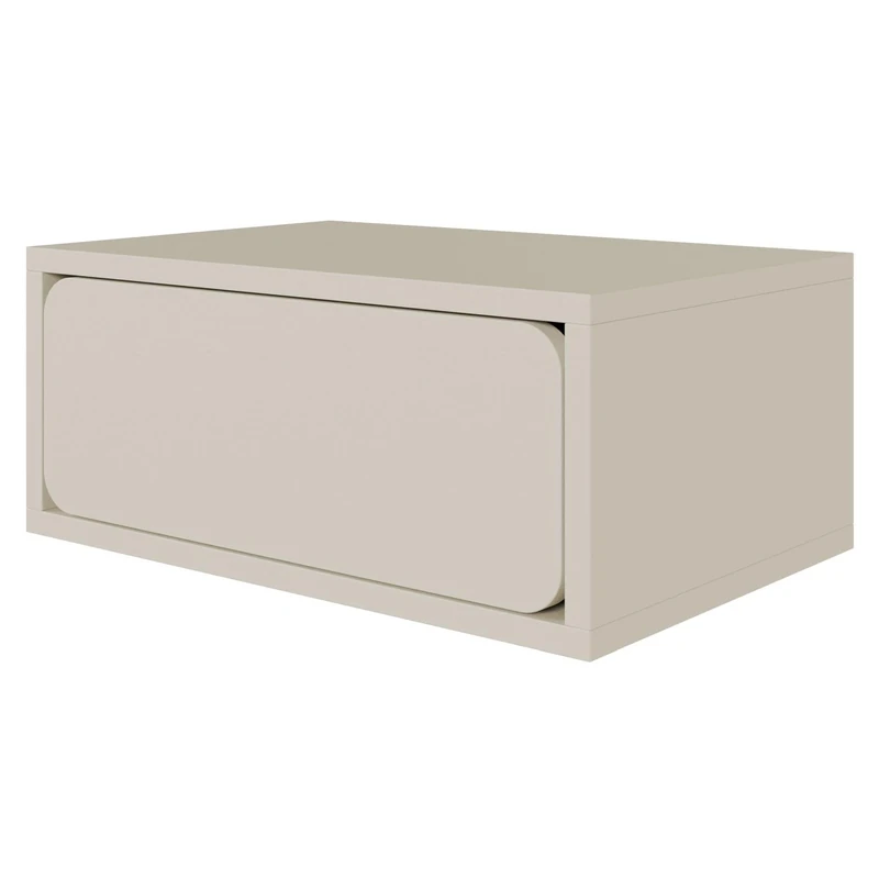 Selsey Wuwu Bedside Cabinet Side Table Hanging with Drawer Push to Open Ball Runners Grey Beige