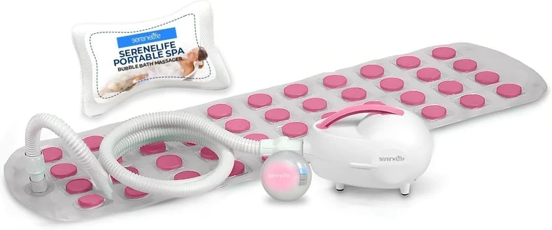 SereneLife Bubble Bath Spa Mat with LED Remote, Bath Jets and Heater