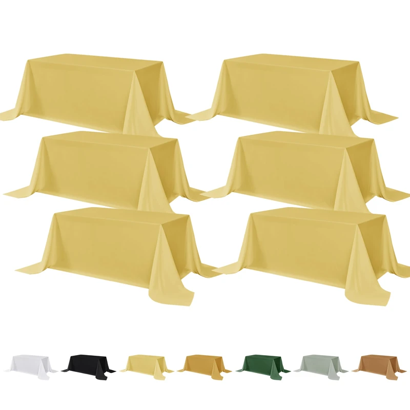 Fitable 6 Pack Yellow Tablecloths for Rectangle Tables, 90 x 132 Inch