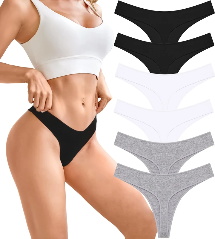 BeReady Cotton Thongs for Women Sexy Ladies Underwear Panties Hipster Bikini Breathable Knickers for Women Multipack 6