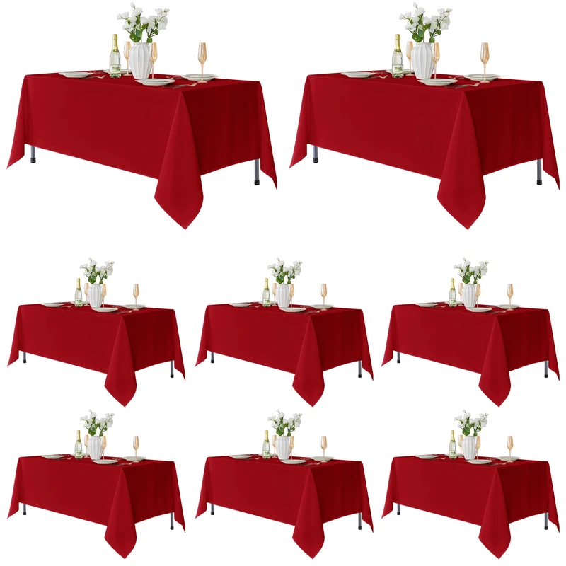 Fitable 8 Pack Table Cloth Rectangle Table: Stain and Wrinkle Resistant Tablecloth Rectangular, Washable Polyester Tablecloths for Wedding Party Dining Banquet Event Catering(Red, 70x120 Inch)