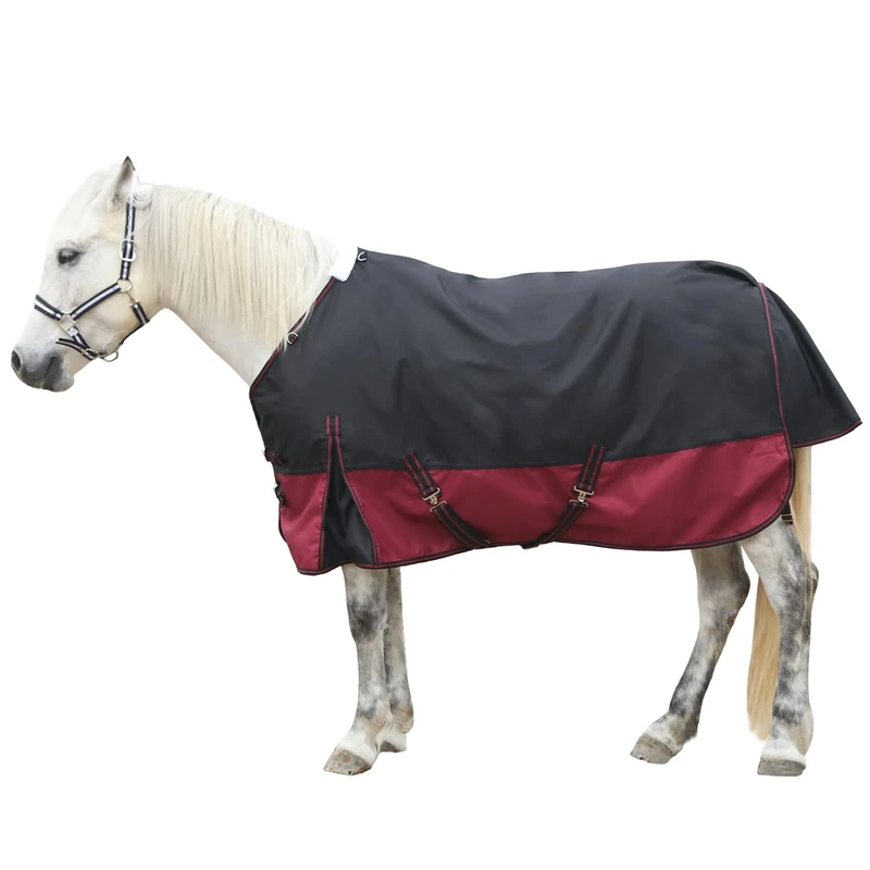Gallopoff 1200D Ripstop Lightweight No-Fill Turnout Horse Rug, Waterproof & Breathable Standard Neck Outdoor Rain Sheet Black Red, 5'9"