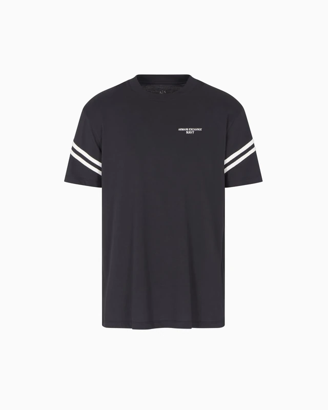 Armani Exchange Mens Arm Band Text Logo Tee T-Shirt, Deep Navy, L UK - Image 1