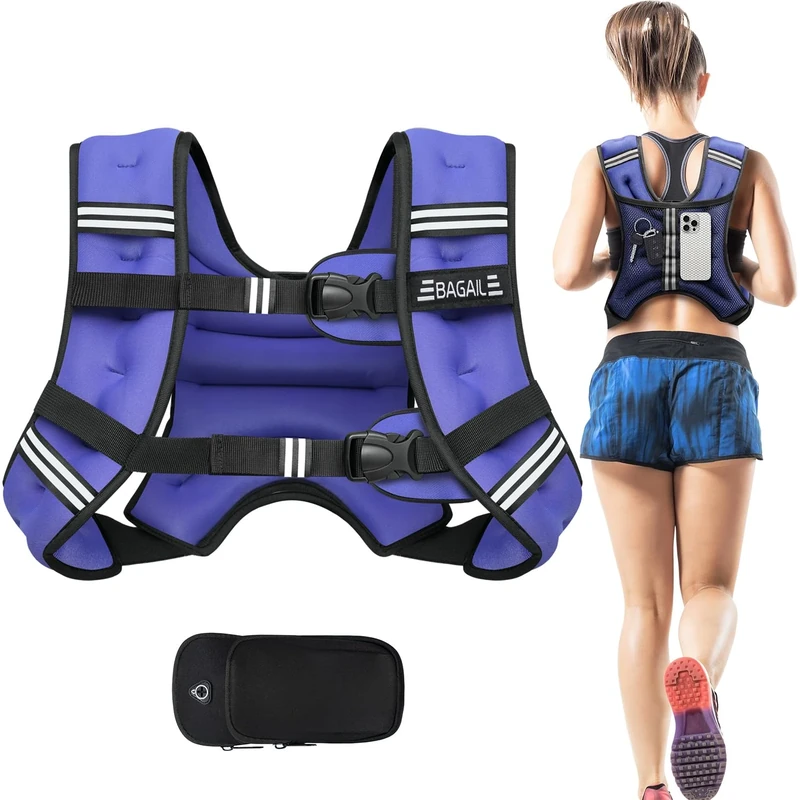 BAGAIL Weighted Vest for Strength Training, Bust Size Adjustable, Convenient Pocket, Iron Sand Weighted Vests, Ideal for Gym Workouts, Yoga Training and Aerobic Exercises, 11.4kg/25lb, Purple