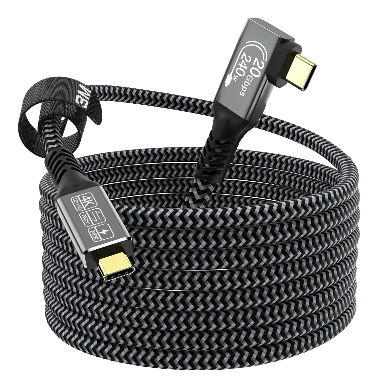 CAKOBLE 3m usb c cable,[20Gbps,240W,4K@144Hz] USB 3.2 Compatible Thunderbolt 4 /Thunderbolt 3 5K@60Hz usbc monitor For iPhone16,MacBook,Samsung 24,90 degree usb c cable