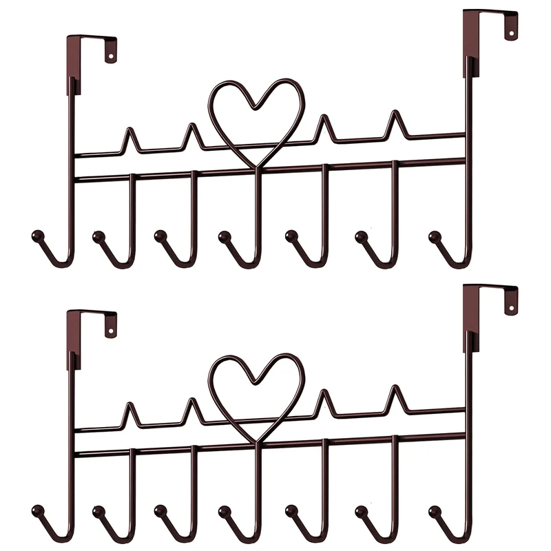 WBDXWB Over The Door Hook, Over Door Hanger for Coat, Towel, Bag, Robe (2 Pack, Bronze)