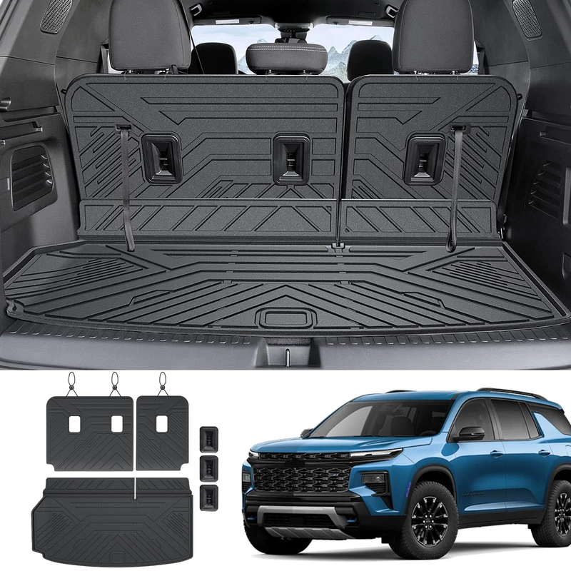 JOULARISE Cargo Mat Backrest Mats for 2024 2025 Chevrolet Chevy Traverse Accessories, All-Weather TPE Cargo Liner Trunk Mat Seat Back Cover(24-25 7/8 Seats-3rd Row Backrest Mats&Cargo Mat)