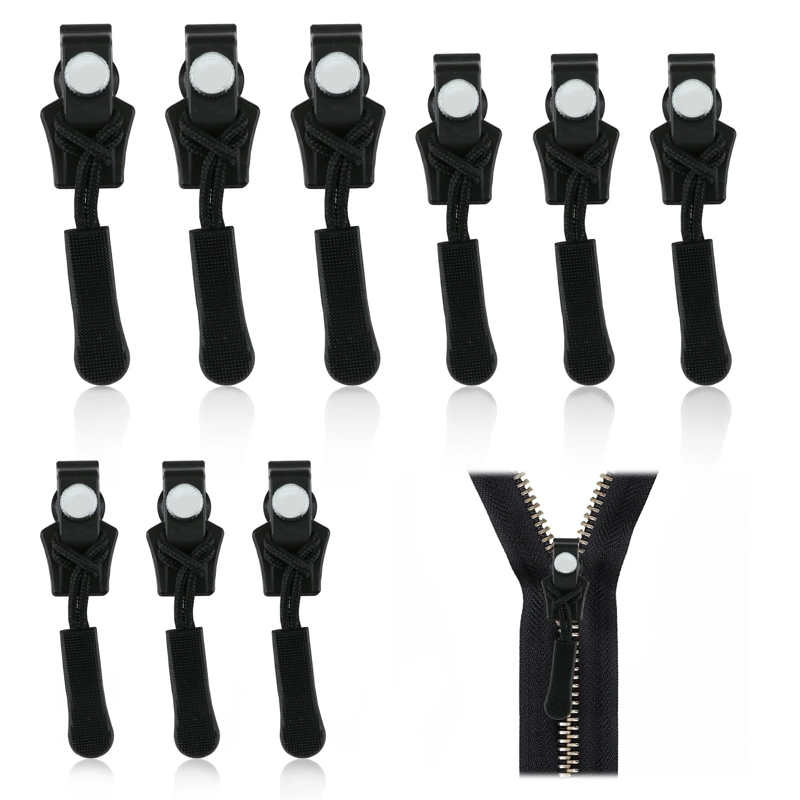 9 Pack Zipper Puller Replacement, Zipper Repair Kit Removable Zip Puller Universal Instant Zip Fixer 3 Sizes No Tools Needed for Various Tailles Clothing Jeans Backpack Bagages Valises