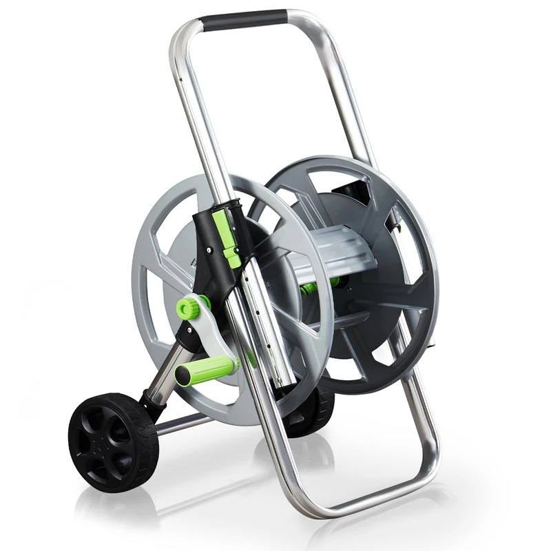 Garden Hose Reel Portable Hose Cart Hold 75-150Ft of 5/8 Inch Hose, Metal Water Hose Holder with Wheels for Outside Yard Lawn