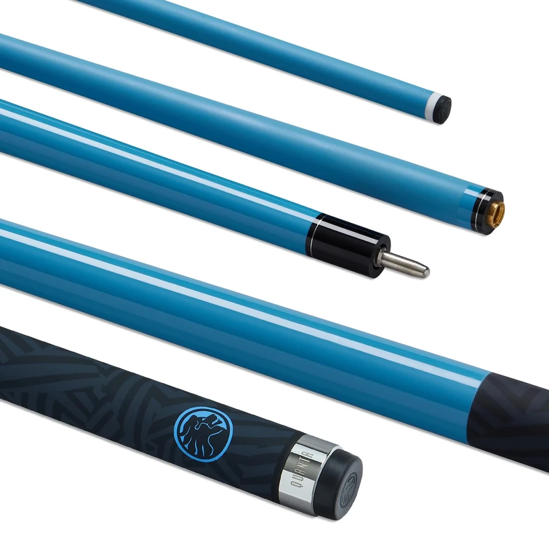 POWERGLIDE Snooker Pool or Billiard Cue | Quanta | Carbon & Fibreglass | Ultra Smooth Gloss, Matte Grip | 2 Piece 50/50 Joint | 13mm Tip | Full Size 57" | Cerulean Blue
