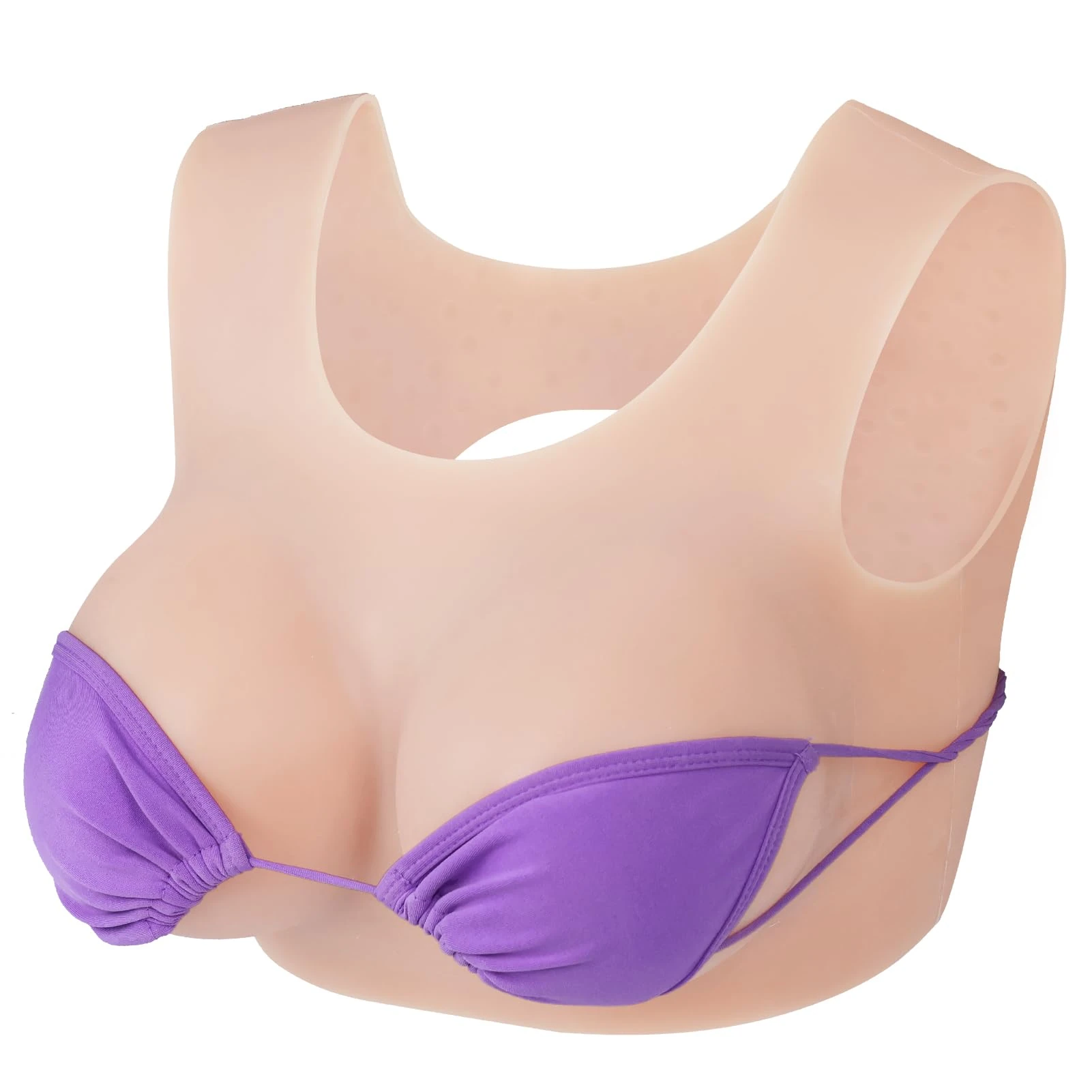 Vnmcry Silicone Breast Plates Crossdressing Breastplate Round Collar Realistic Gel Filled False Fake Breasts Transgender Drag (Ivory White - A Cup M Size)