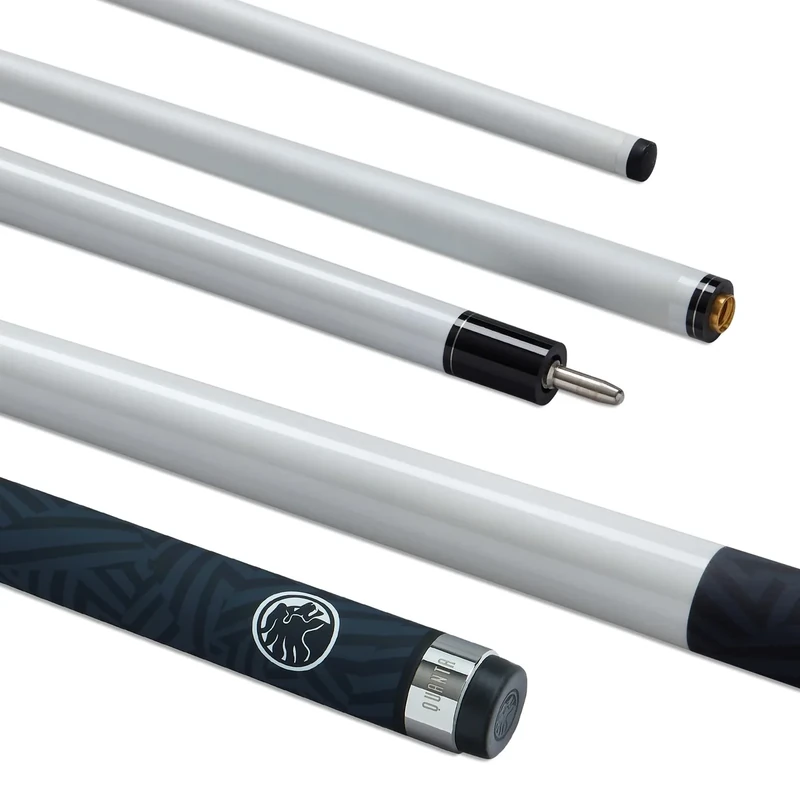 POWERGLIDE Snooker Pool or Billiard Cue | Quanta | Carbon & Fibreglass | Ultra Smooth Gloss, Matte Grip | 2 Piece 50/50 Joint | 13mm Tip | Full Size 57" | Metallic White