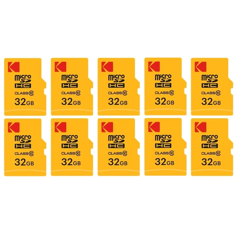 KODAK Pack of 10 32GB Micro SDHC Memory Cards with Adapter - High Speed Storage Solution
