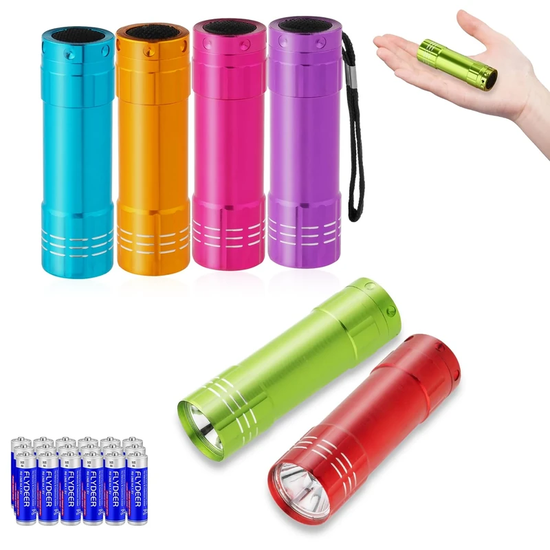KunHe 6-Pack Mini LED Keyring Torches Small Kid Safety Torch with Lanyard 18 AAA Batteries Included Ideal for Party Bag Fillers for Kids Boys Girls & Toddlers, Pocket Torch for Camping Hiking Gifts