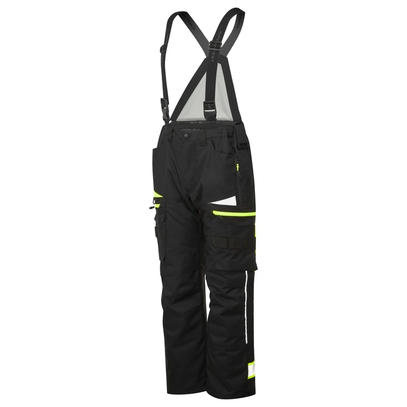 Portwest DX458 Men's Insulated Bib and Brace Work Overalls Detachable Winter Trousers Waterproof Reflective Rain Dungarees Black, 32 - Image 1