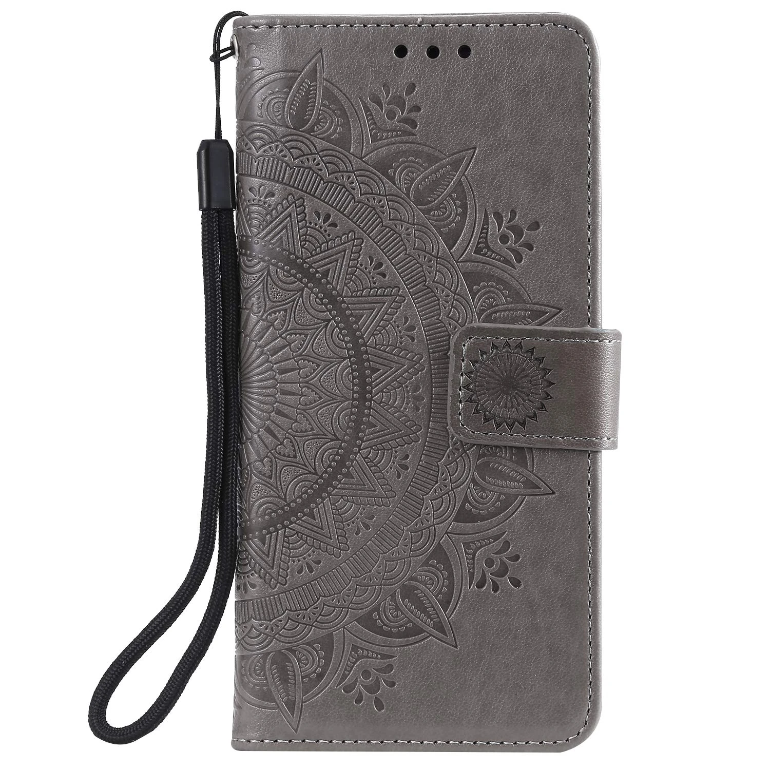 Reevermap Motorola G35 Case, Protective MOTO G35 Wallet Phone Case Flip Shockproof PU Leather Card Holder Mandala Magnetic Stand Cover for Motorila MOTO G35 5G, Grey