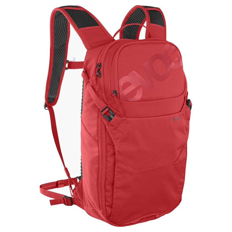 EVOC RIDE 8 bike backpack, trekking backpack (backpack with clever pocket management, AIR-PAD back padding, bike bag), True Red