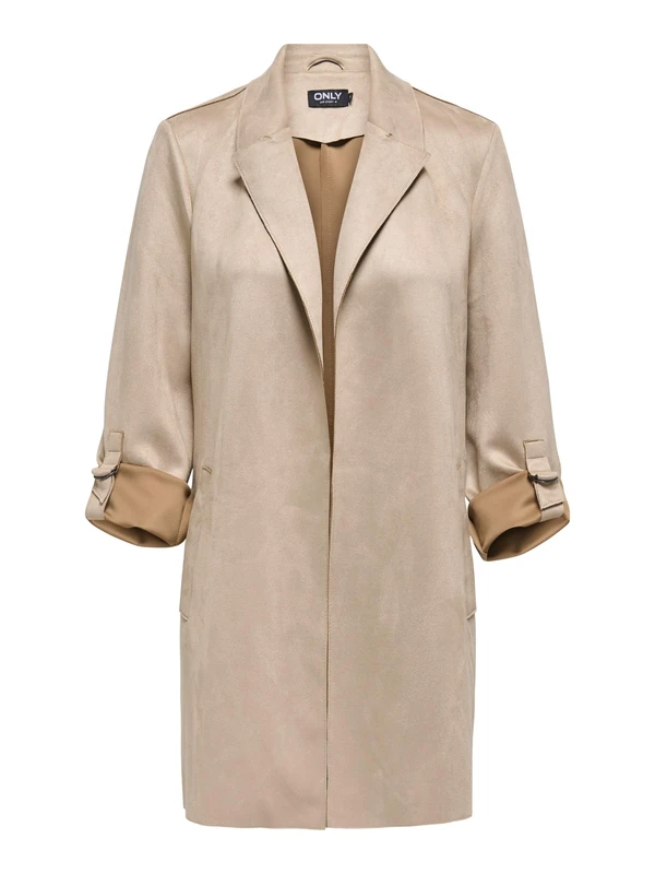 ONLY Women's Onljoline Faux Suede Coat Life CC OTW, Silver Mink, L