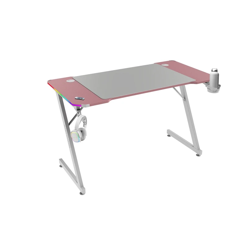 Mars Gaming MGD-X120RGB, Ergonomic Gaming Desk, ARGB Lighting with Remote, Carbon Fiber Surface, XXL Mousepad, Headset & Cup Holder, Cable Management, Gaming Desk 120x60cm, Black