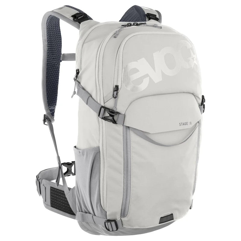 EVOC STAGE 18, Backpack (adjustable shoulder straps, AIR FLOW CONTACT SYSTEM, hydration bladder compartment, tool compartment and compression straps), Sand - Stone