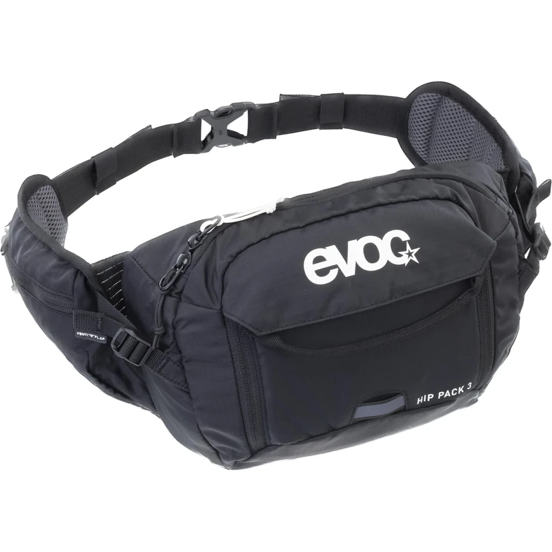 EVOC Hip Pack 3 Hip Bag, Bum Bag (Comfortable Belt Bag with Hydration Bladder Compartment, AIR Flow Contact System, Volume: 3 l), Black