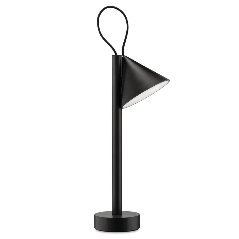Alessi Tsumiki ME01 B, Magnetic Portable Lamp, Rechargeable Battery with USB-C Cable, in Metal and Thermoplastic Resin, 3.5W 5V LED Light, Black
