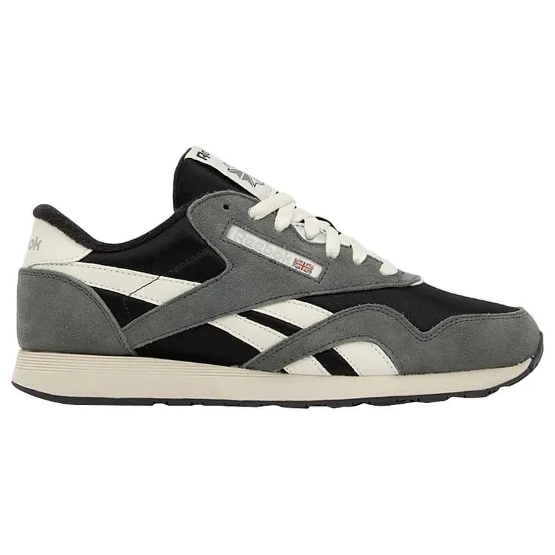 Reebok Men's Classic Nylon Sneaker, Washed Black Dark Fog Chalk, 4.5 UK